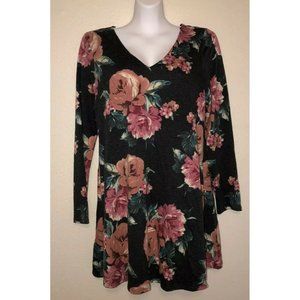 ByBy Women’s Junior’s Sz XL Dress Floral LS